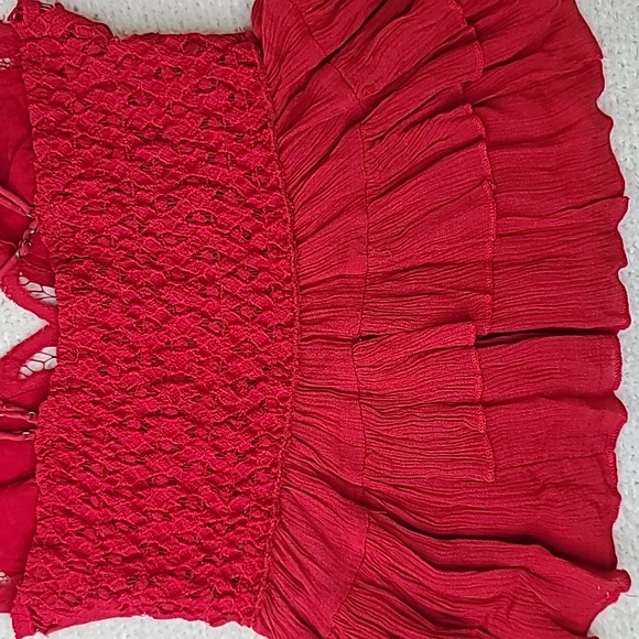 Free People Adella Peplum Cami Lace Ruffled Tank Blouse/Top in Red - NWT - Picture 17 of 17